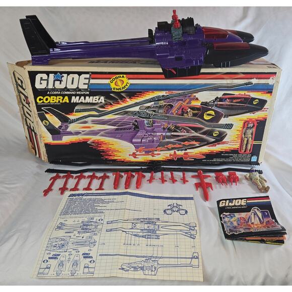 GI Joe Cobra Mamba Gyro-Viper 1987 Complete Box Bombs Figurine Manual Insert - Picture 1 of 16